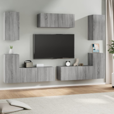 vidaXL 7 részes szürke sonoma színű szerelt fa TV-szekrényszett bútor
