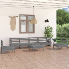 vidaXL 7 részes szürke tömör fenyőfa kerti ülőgarnitúra kerti bútor