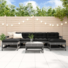vidaXL 7-részes szürke tömör fenyőfa kerti ülőgarnitúra kerti bútor