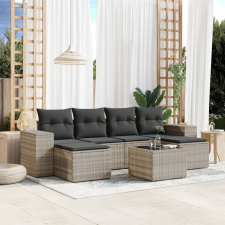 vidaXL 7 részes világosszürke polyrattan kerti ülőgarnitúra párnákkal kerti bútor