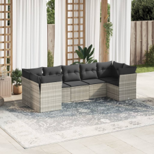 vidaXL 7 részes világosszürke polyrattan kerti ülőgarnitúra párnákkal kerti bútor