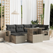 vidaXL 7 részes világosszürke polyrattan kerti ülőgarnitúra párnákkal kerti bútor