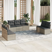 vidaXL 7 részes világosszürke polyrattan kerti ülőgarnitúra párnákkal kerti bútor