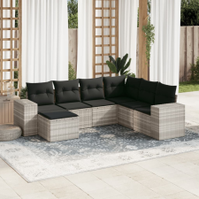 vidaXL 7 részes világosszürke polyrattan kerti ülőgarnitúra párnákkal kerti bútor