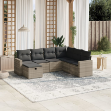 vidaXL 7 részes világosszürke polyrattan kerti ülőgarnitúra párnákkal kerti bútor