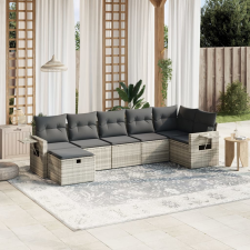 vidaXL 7 részes világosszürke polyrattan kerti ülőgarnitúra párnákkal kerti bútor