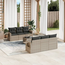 vidaXL 7 részes világosszürke polyrattan kerti ülőgarnitúra párnákkal kerti bútor