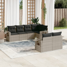 vidaXL 7 részes világosszürke polyrattan kerti ülőgarnitúra párnákkal kerti bútor