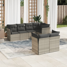 vidaXL 7 részes világosszürke polyrattan kerti ülőgarnitúra párnákkal kerti bútor