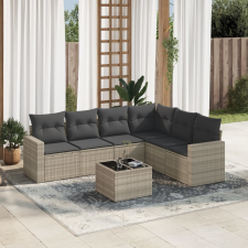 vidaXL 7 részes világosszürke polyrattan kerti ülőgarnitúra párnákkal kerti bútor