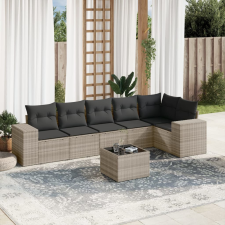 vidaXL 7 részes világosszürke polyrattan kerti ülőgarnitúra párnákkal kerti bútor
