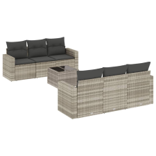 vidaXL 7 részes világosszürke polyrattan kerti ülőgarnitúra párnákkal (3218702) kerti bútor