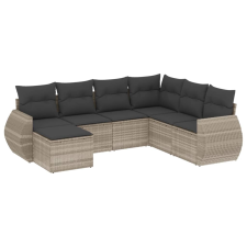 vidaXL 7 részes világosszürke polyrattan kerti ülőgarnitúra párnákkal (3221701) kerti bútor