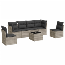 vidaXL 7 részes világosszürke polyrattan kerti ülőgarnitúra párnákkal (3249221) kerti bútor