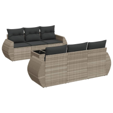 vidaXL 7 részes világosszürke polyrattan kerti ülőgarnitúra párnákkal (3253449) kerti bútor