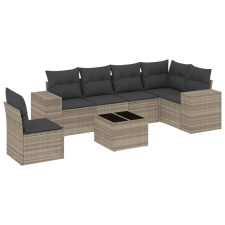 vidaXL 7 részes világosszürke polyrattan kerti ülőgarnitúra párnákkal (3254979) kerti bútor