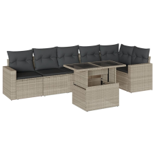 vidaXL 7 részes világosszürke polyrattan kerti ülőgarnitúra párnákkal (3267292) kerti bútor