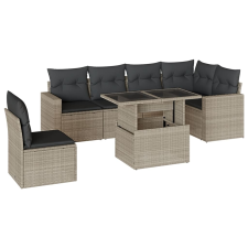 vidaXL 7 részes világosszürke polyrattan kerti ülőgarnitúra párnákkal (3267312) kerti bútor