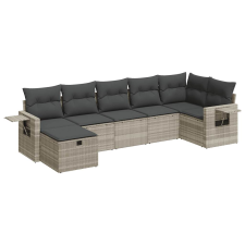 vidaXL 7 részes világosszürke polyrattan kerti ülőgarnitúra párnákkal (3325508) kerti bútor