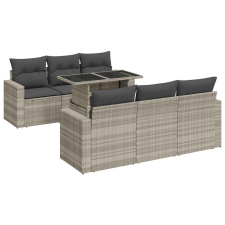 vidaXL 7 részes világosszürke polyrattan kerti ülőgarnitúra párnákkal (3326263) kerti bútor