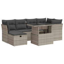 vidaXL 7 részes világosszürke polyrattan kerti ülőgarnitúra párnákkal (3327782) kerti bútor