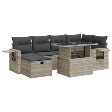 vidaXL 7 részes világosszürke polyrattan kerti ülőgarnitúra párnákkal (3327862) kerti bútor