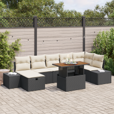 vidaXL 8 Darabos Kert Sofa Készlet Párnákkal Fekete Poli Rattan kerti bútor