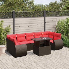 vidaXL 8 db barna polyrattan kerti kanapégarnitúra párnákkal kerti bútor