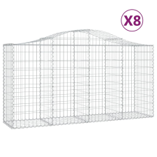 vidaXL 8 db íves horganyzott vas gabion kosár 200 x 50 x 100/120 cm (3145646) kerti tárolás