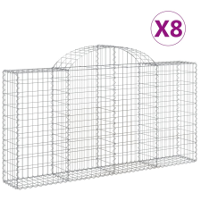 vidaXL 8 db íves horganyzott vas gabion kosár 200x30x100/120 cm (3146116) kerti tárolás