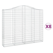 vidaXL 8 db íves horganyzott vas gabion kosár 200x30x160/180 cm (3145499) kerti tárolás