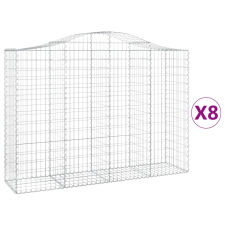 vidaXL 8 db íves horganyzott vas gabion kosár 200x50x140/160 cm (3145688) kerti tárolás