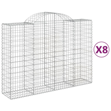 vidaXL 8 db íves horganyzott vas gabion kosár 200x50x140/160 cm (3146368) kerti tárolás