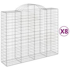 vidaXL 8 db íves horganyzott vas gabion kosár 200x50x160/180 cm (3146389) kerti tárolás