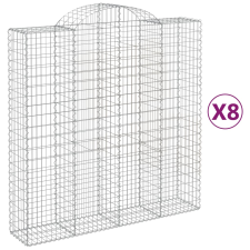 vidaXL 8 db íves horganyzott vas gabion kosár 200x50x200/220 cm (3146431) kerti tárolás