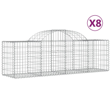 vidaXL 8 db íves horganyzott vas gabion kosár 200x50x60/80 cm (3146284) kerti tárolás