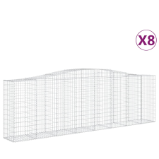 vidaXL 8 db íves horganyzott vas gabion kosár 400x50x120/140 cm (3145975) kerti tárolás