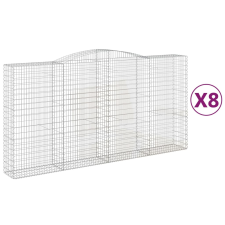 vidaXL 8 db íves horganyzott vas gabion kosár 400x50x200/220 cm (3147067) kerti tárolás