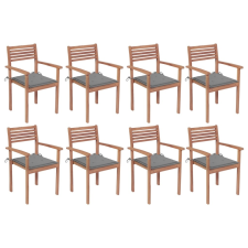 vidaXL 8 db rakásolható tömör tíkfa kerti szék párnákkal kerti bútor
