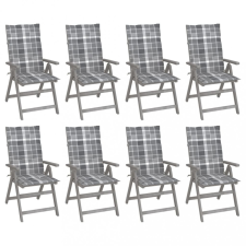 vidaXL 8 db szürke tömör akácfa kerti dönthető szék párnával kerti bútor