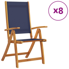 vidaXL 8 db tömör akácfa és textilén összecsukható kerti szék (3279243) kerti bútor