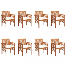 vidaXL 8 db tömör akácfa kerti étkezőszék párnákkal kerti bútor
