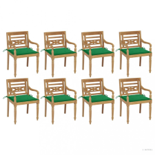 vidaXL 8 db tömör tíkfa Batavia szék párnákkal kerti bútor