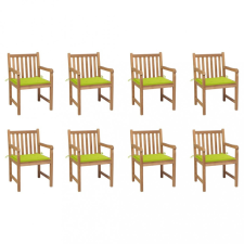 vidaXL 8 db tömör tíkfa kerti szék élénkzöld párnával kerti bútor