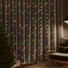vidaXL 8 funkciós színes fényfüggöny 300 LED-del 3 x 3 m karácsonyfa izzósor