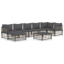 vidaXL 8-részes antracitszürke polyrattan kerti ülőgarnitúra párnákkal kerti bútor