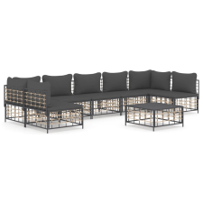 vidaXL 8-részes antracitszürke polyrattan kerti ülőgarnitúra párnákkal (3186795) kerti bútor