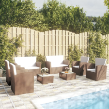 vidaXL 8 részes barna polyrattan kerti bútorszett párnákkal kerti bútor