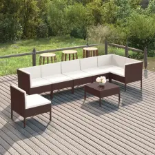 vidaXL 8 részes barna polyrattan kerti ülőgarnitúra párnákkal kerti bútor