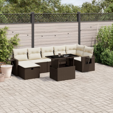 vidaXL 8 részes barna polyrattan kerti ülőgarnitúra párnákkal kerti bútor
